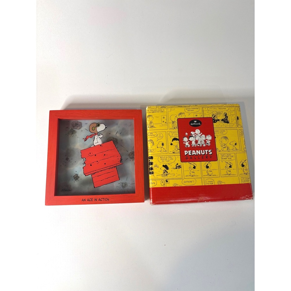 Hallmark Peanuts Gallery Snoopy An Ace In Action Shadow Box 3D Art QPC4032 Red